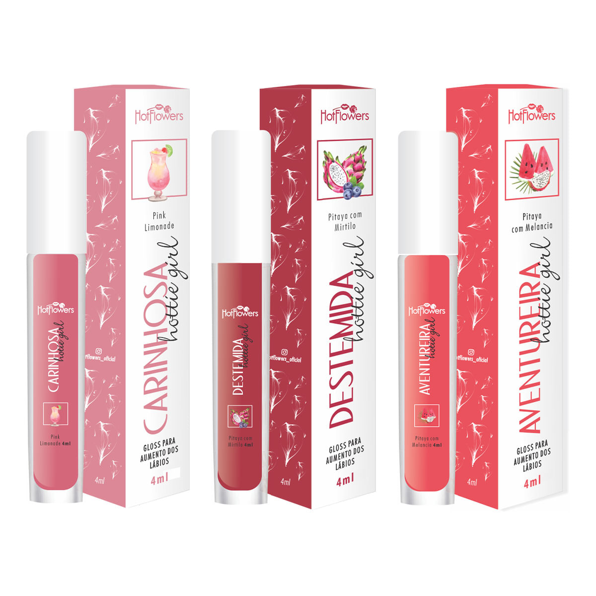 Gloss Hottie Girl Para Aumento Labial 4ml Hot Flowers