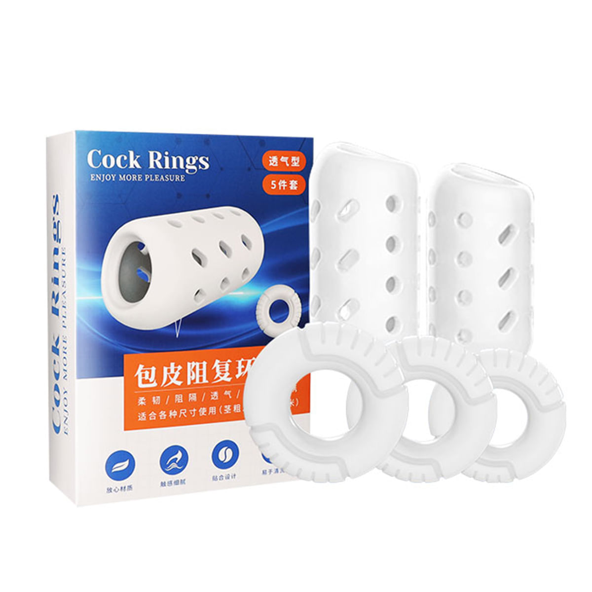 Cock Rings Kit 5 Anéis de Alta Resistência Corretora do Prepúcio 3R Import