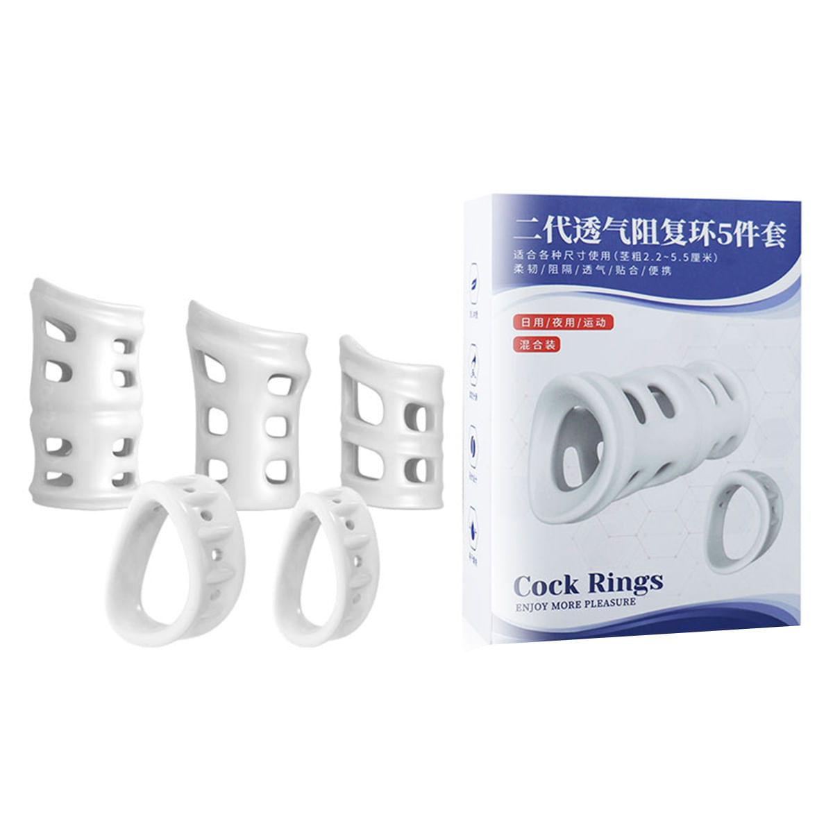 Kit Cock Rings 5 Anéis de Alta Resistência Corretora do Prepúcio 3R Import