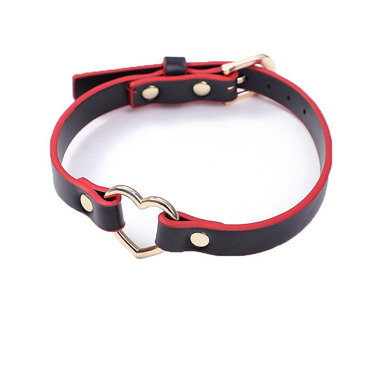 Coleira Bondage Preto e Vermelho com Coração Sexy Import Coleira Bondage Preto e Vermelho com Coração Sexy Import