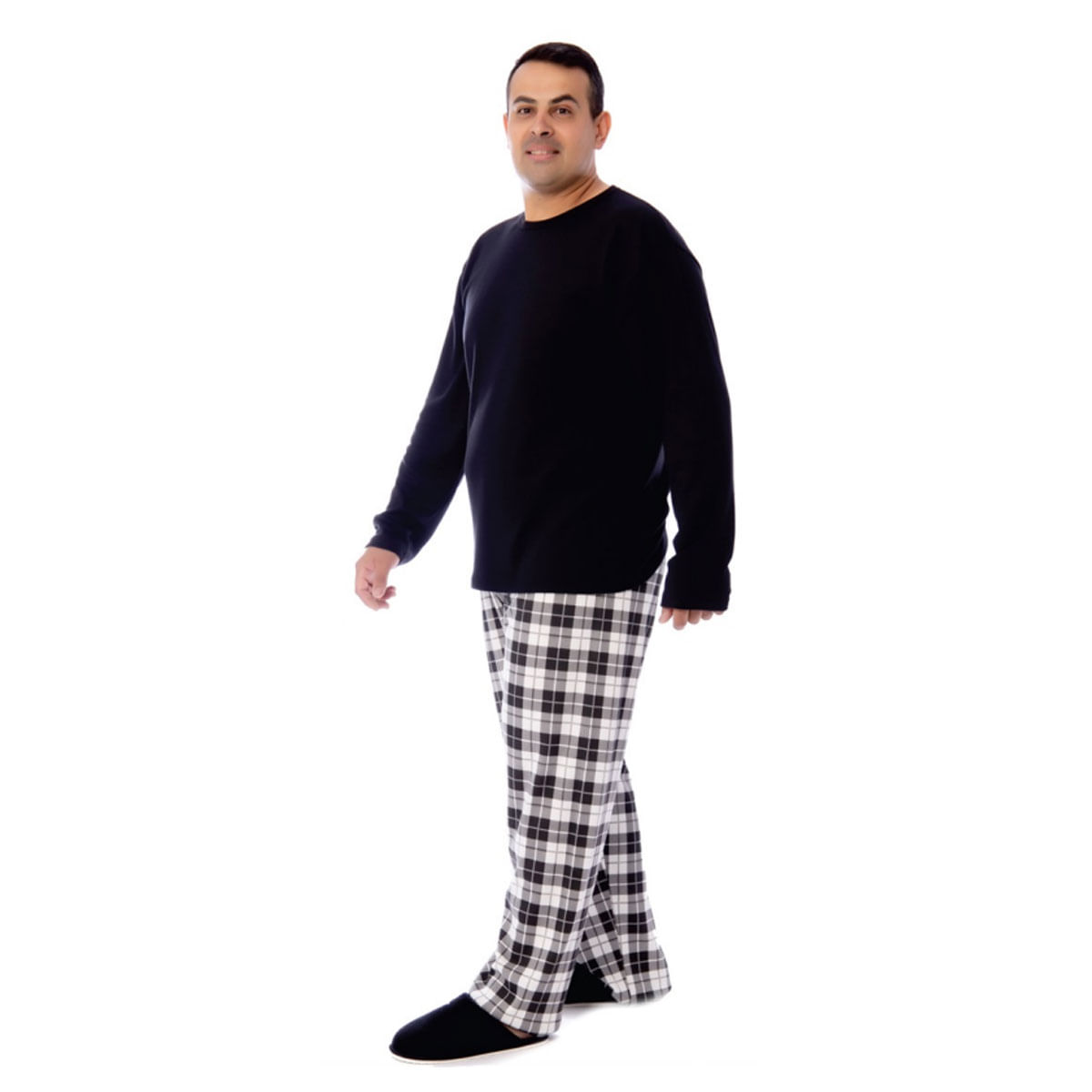 Pijama Top Masculino Plus Size Manga Longa e Calça Coleção Inverno Victory