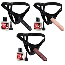 Kit Cinta Prótese Pele Ejaculadora + Slip Hot 19 x 3,8 cm Pau Brasil
