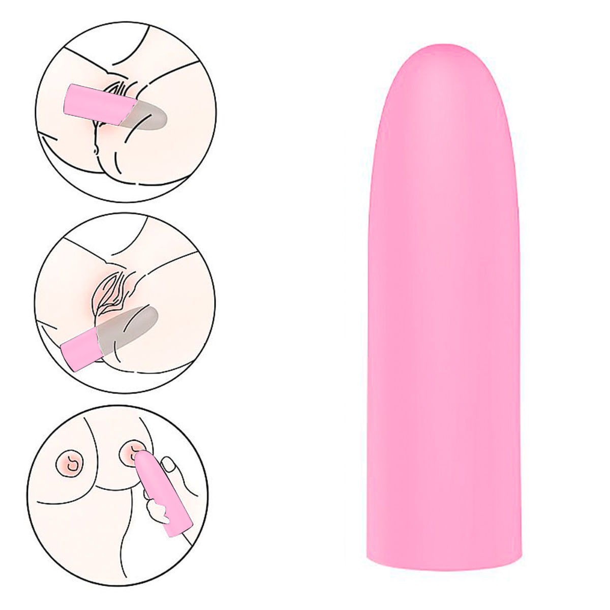 Vibrador Bullet Formato de Bala Recarregável 10 Modos de Vibração Sexy Import