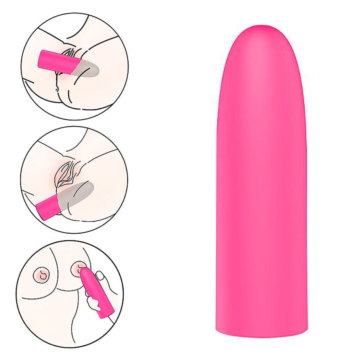 Vibrador Bullet Formato de Bala Recarregável 10 Modos de Vibração Sexy Import