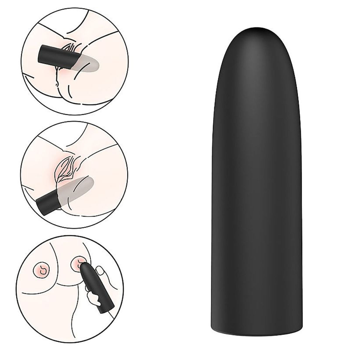 Vibrador Bullet Formato de Bala Recarregável 10 Modos de Vibração Sexy Import