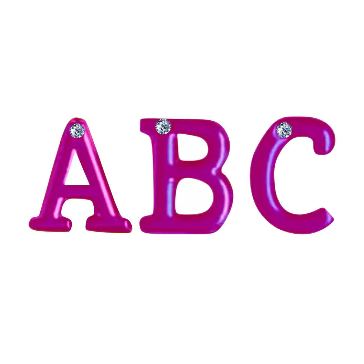 Letras em Metal Rosa com Strass para Personalização do Plug ABC Hard