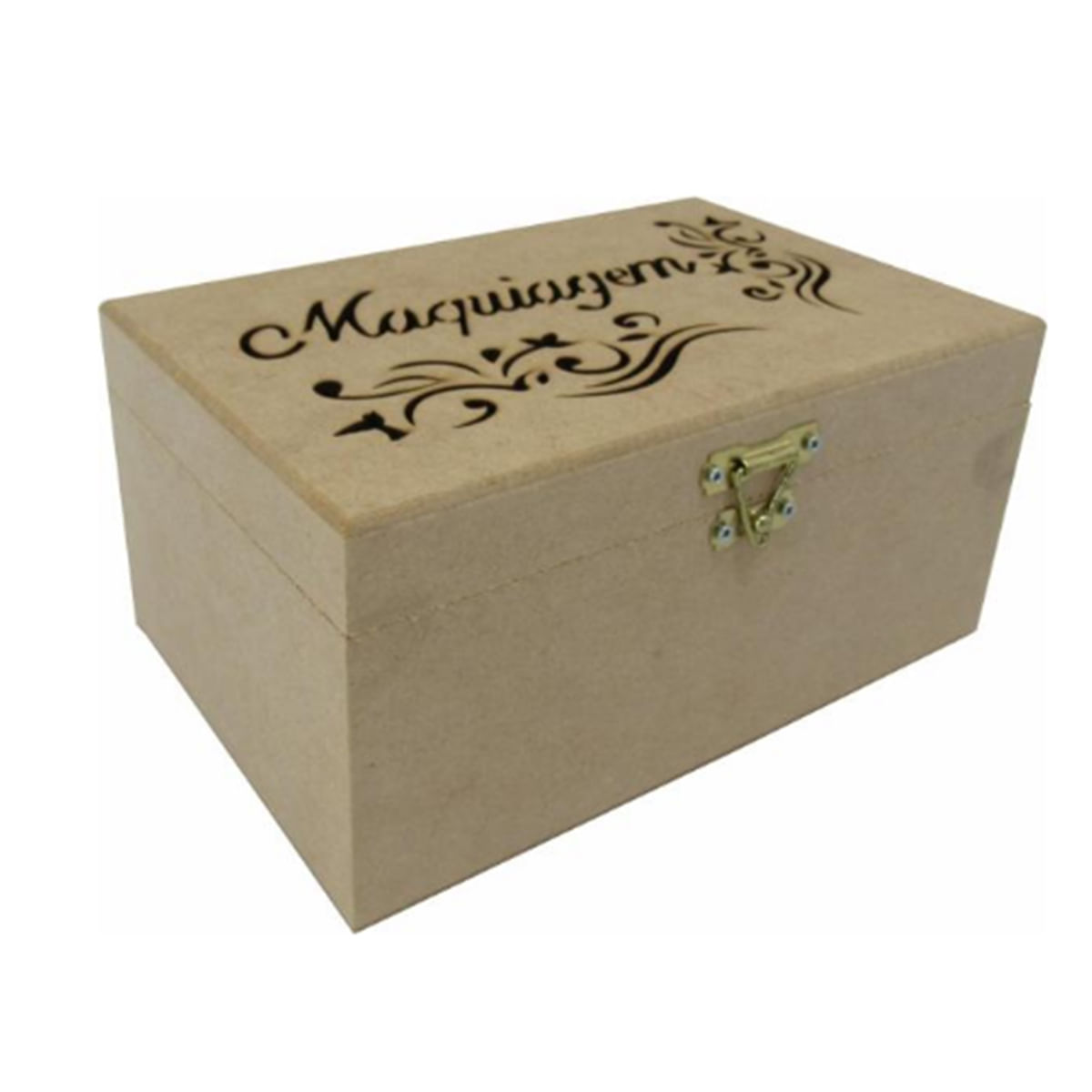 Caixa De Maquiagem Com Dobradiça 20x13x9cm em MDF Miess Caixa De Maquiagem Com Dobradiça 20x13x9cm em MDF Miess