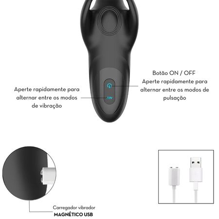 Cronos Vibrador Peniano com Estimulador de Testículos e 10 Modos de Vibração e Pulsação Me Ame Sex T