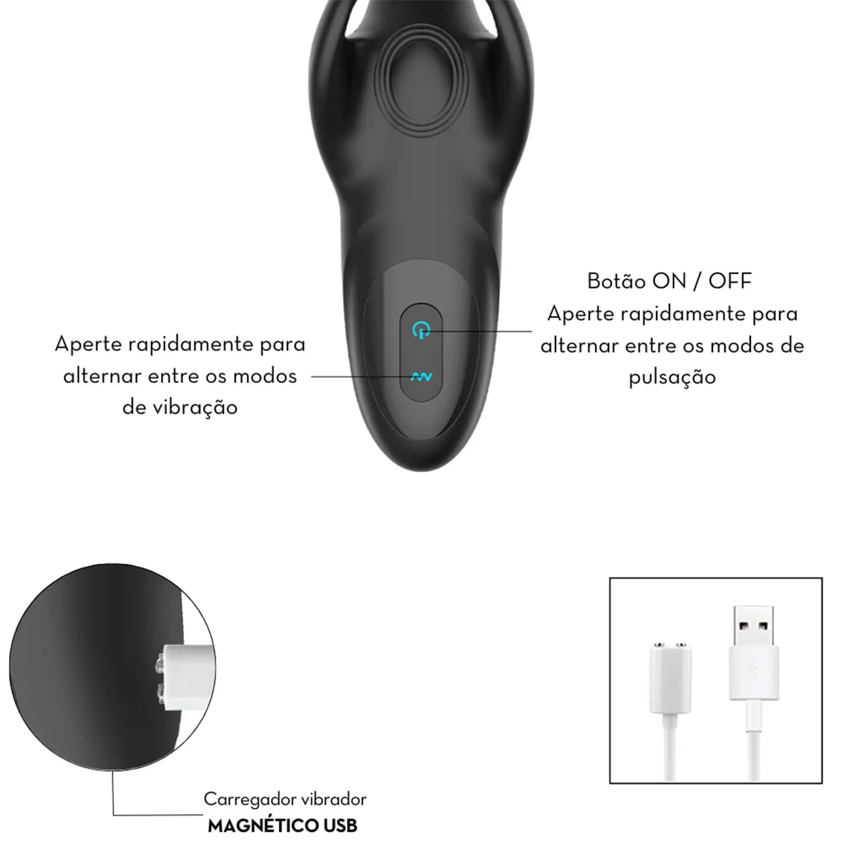 Cronos Vibrador Peniano com Estimulador de Testículos e 10 Modos de Vibração e Pulsação Me Ame Sex T