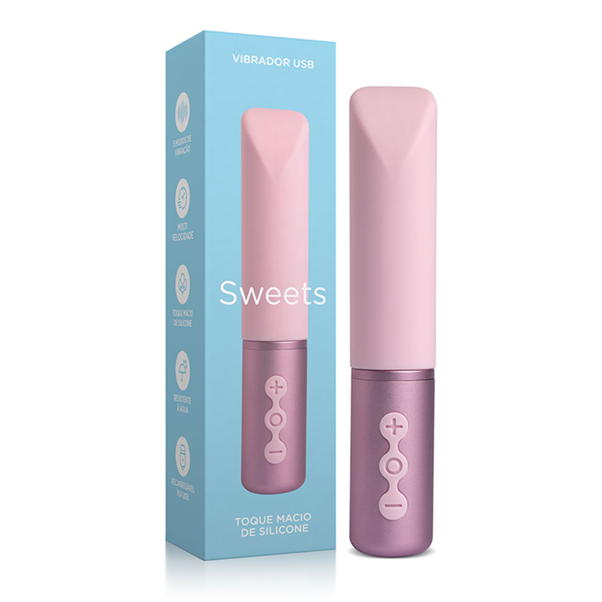 Sweets Mini Vibrador com 5 Modos de Vibração Adão e Eva