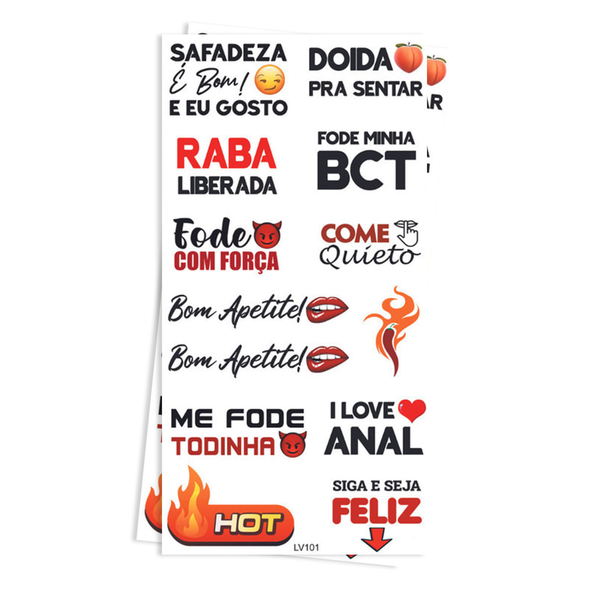 Cartela de Tatuagem Adesiva Safadeza É Bom! E Eu Gosto Neon Temporária 19x9cm Luvi Cartela de Tatuagem Adesiva Safadeza É Bom! E Eu Gosto Neon Temporária 19x9cm Luvi