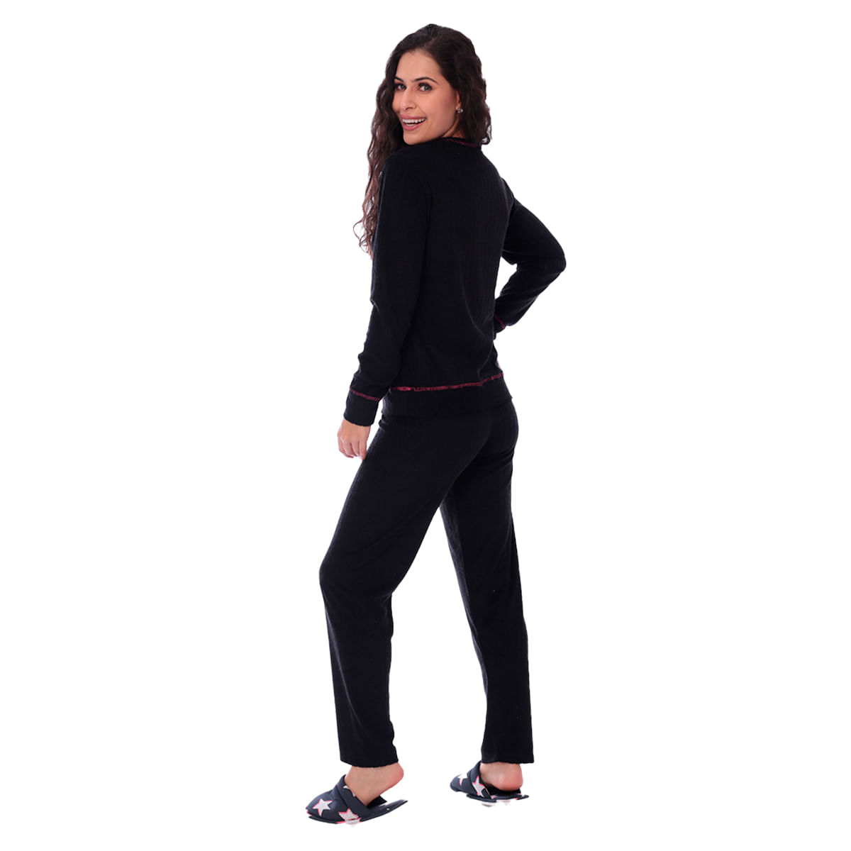 Pijama Classic Plush com Manga Longa e Calça Coleção Inverno Victory