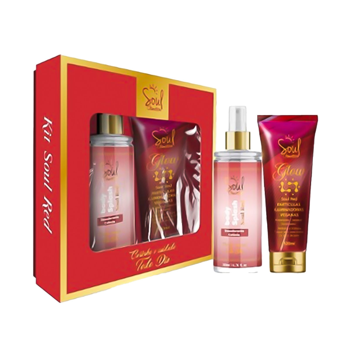 Kit Glow Red com Body Splash e Hidratante Soul Cosméticos