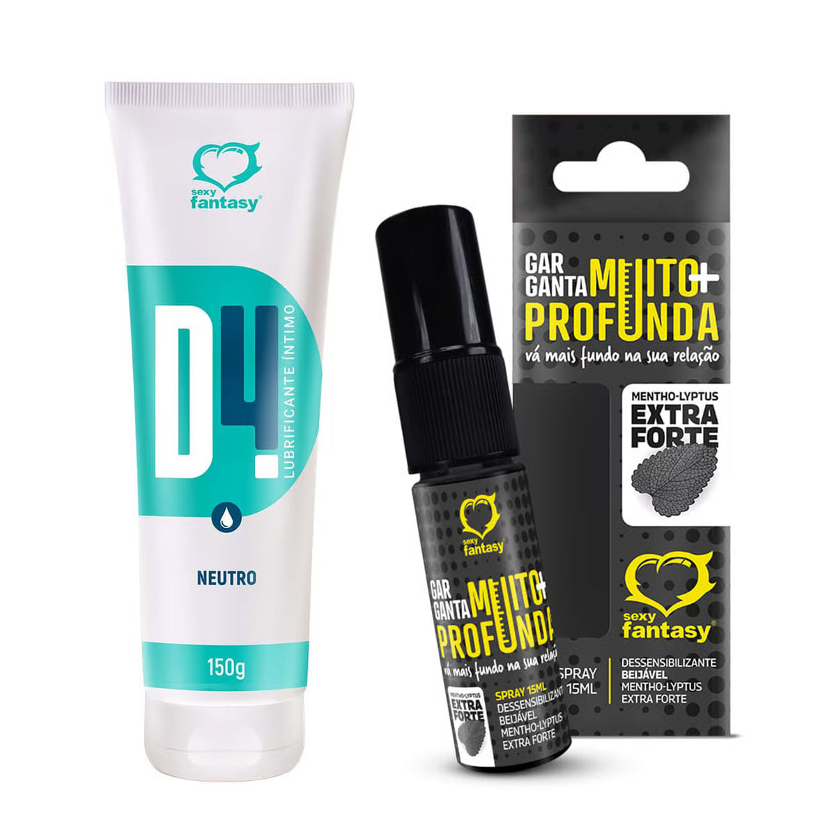 Kit Erótico com D4 Lubrificante Íntimo Garganta Muito Mais Profunda Sexy Fantasy Kit Erótico com D4 Lubrificante Íntimo Garganta Muito Mais Profunda Sexy Fantasy