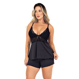 Baby Doll Liso Ayla com Detalhes em Renda Patitex