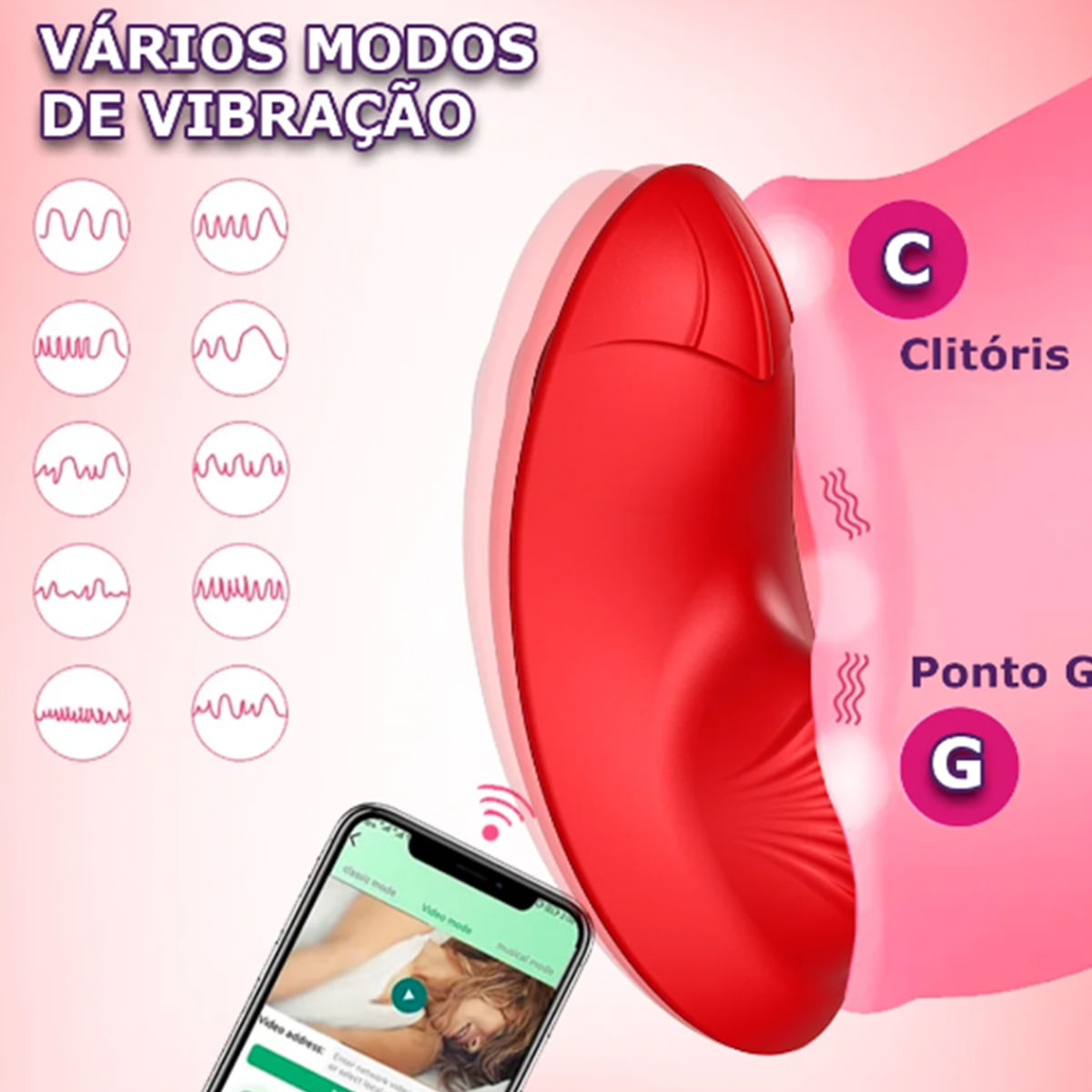 Vibrador de Calcinha com Imã via Aplicativo com 10 Modos de Vibração Libb