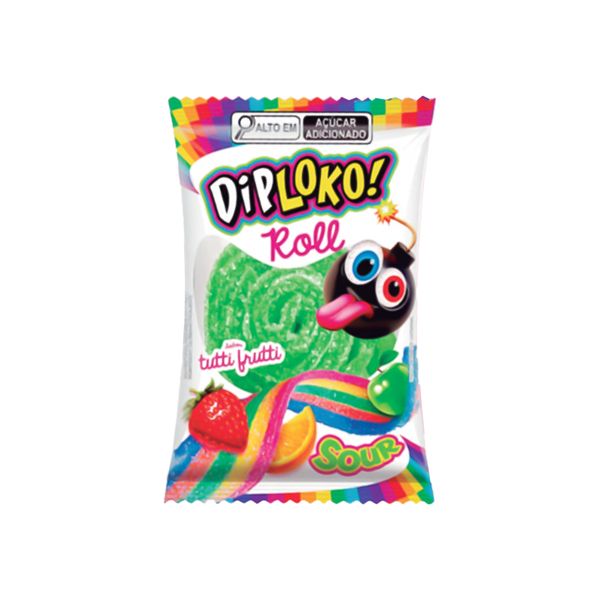 DIp Loko Roll Bala Mastigável com Açucar Azedinho 18g Danilla