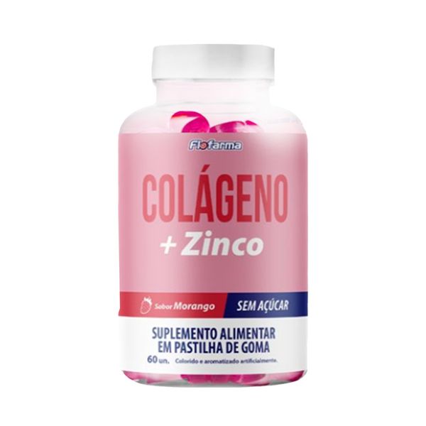 Colágeno + Zinco Suplemento Alimentar Pastilha de Goma 60 Unidades Flofarma