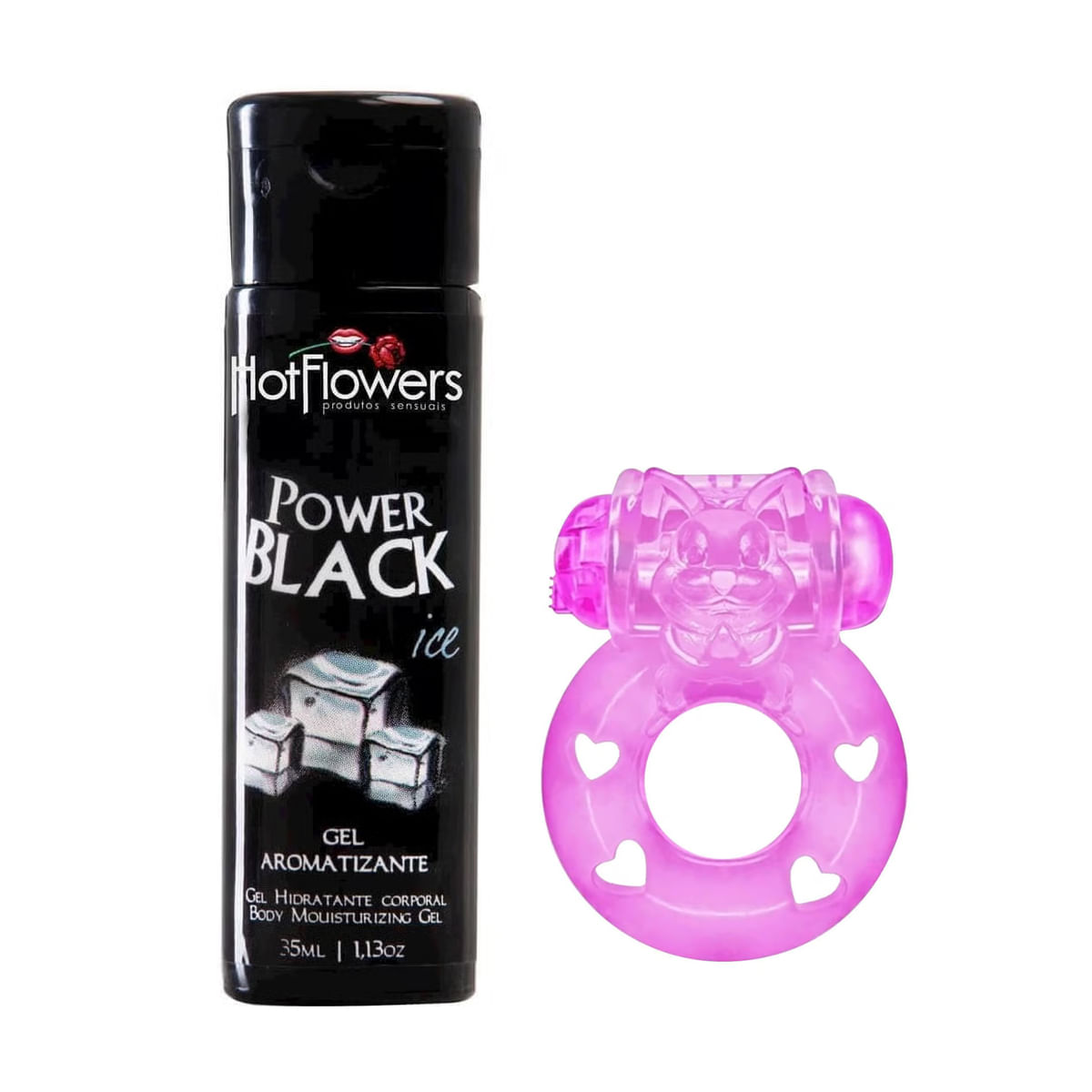 Kit Erótico com Power Black e Anel Peniano Kit Erótico com Power Black e Anel Peniano