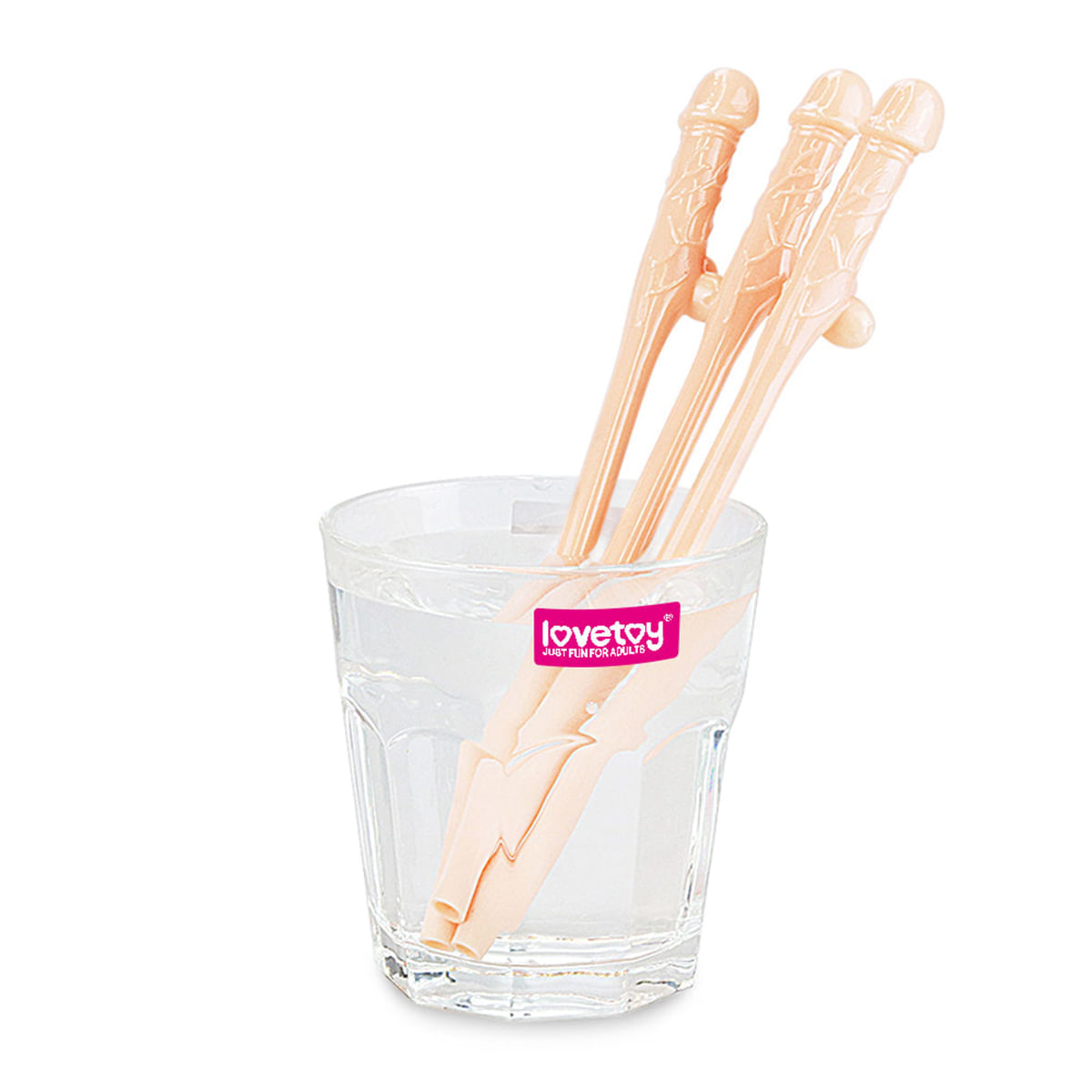 Kit com 9 Canudos Pênis Original Willy Straws Bege Vip Mix