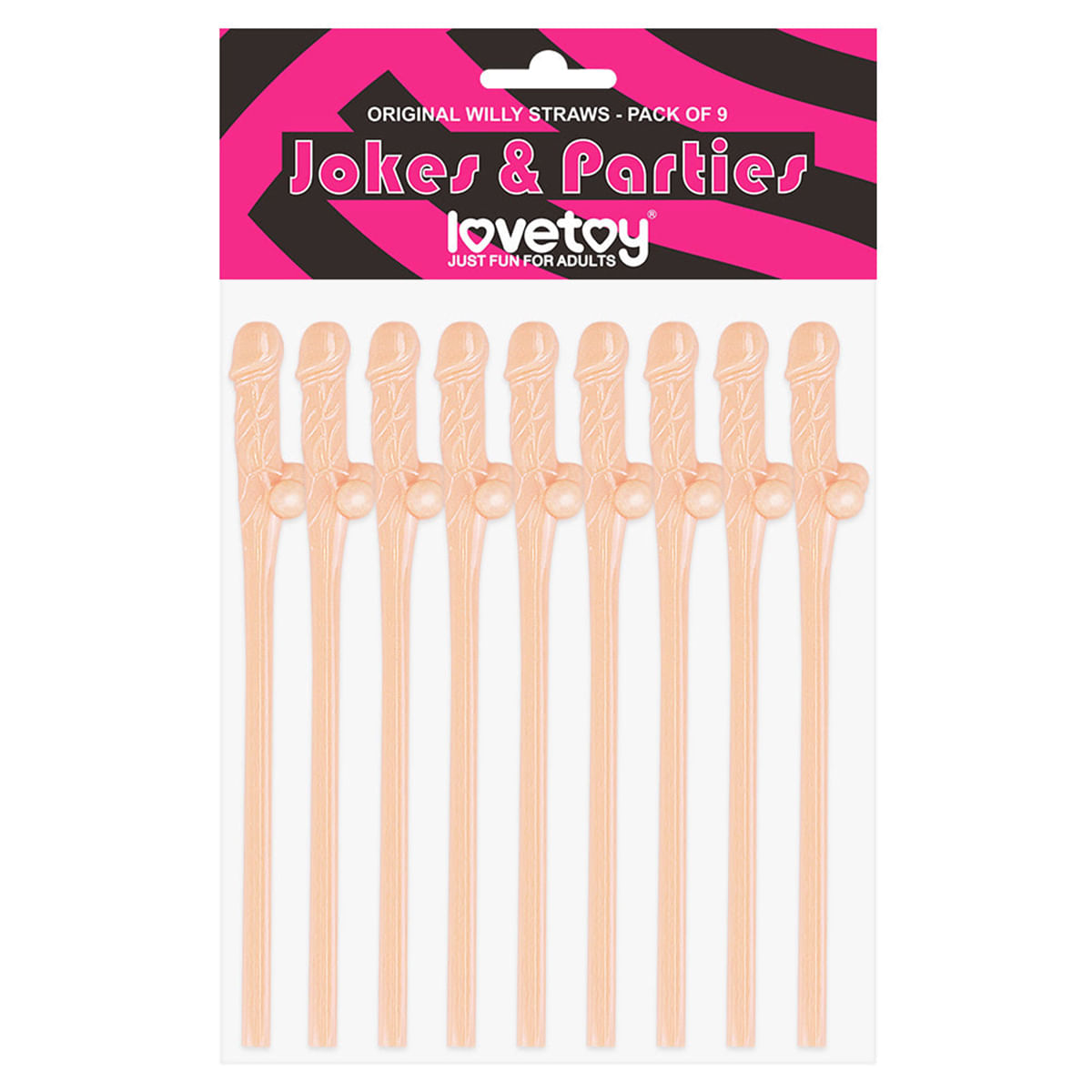 Kit com 9 Canudos Pênis Original Willy Straws Bege Vip Mix