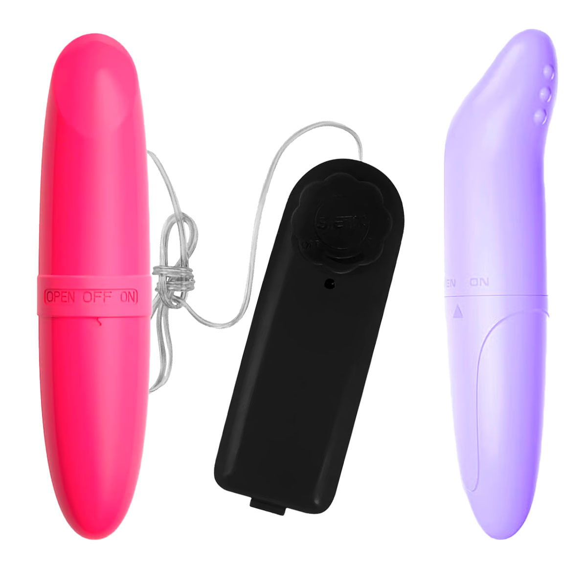 Kit Erótico com Mini Vibrador Batom, Bullet Mini Vibrador Multivelocidade e Vibrador Ponto G Vip Mix