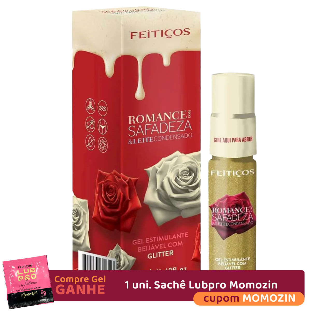 Romance com Safadeza Leite Condensado Gel Estimulante Beijável com Glitter Feitiços