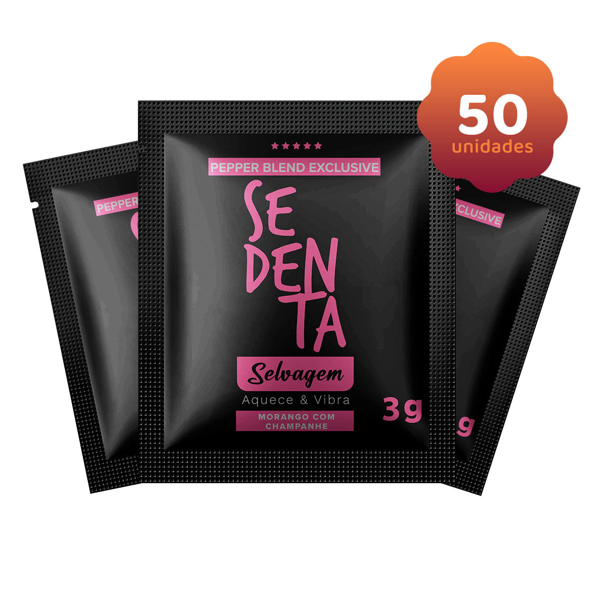 Kit Erótico com 50 Sachês Sedenta Selvagem 3g Pepper Blend Kit Erótico com 50 Sachês Sedenta Selvagem 3g Pepper Blend