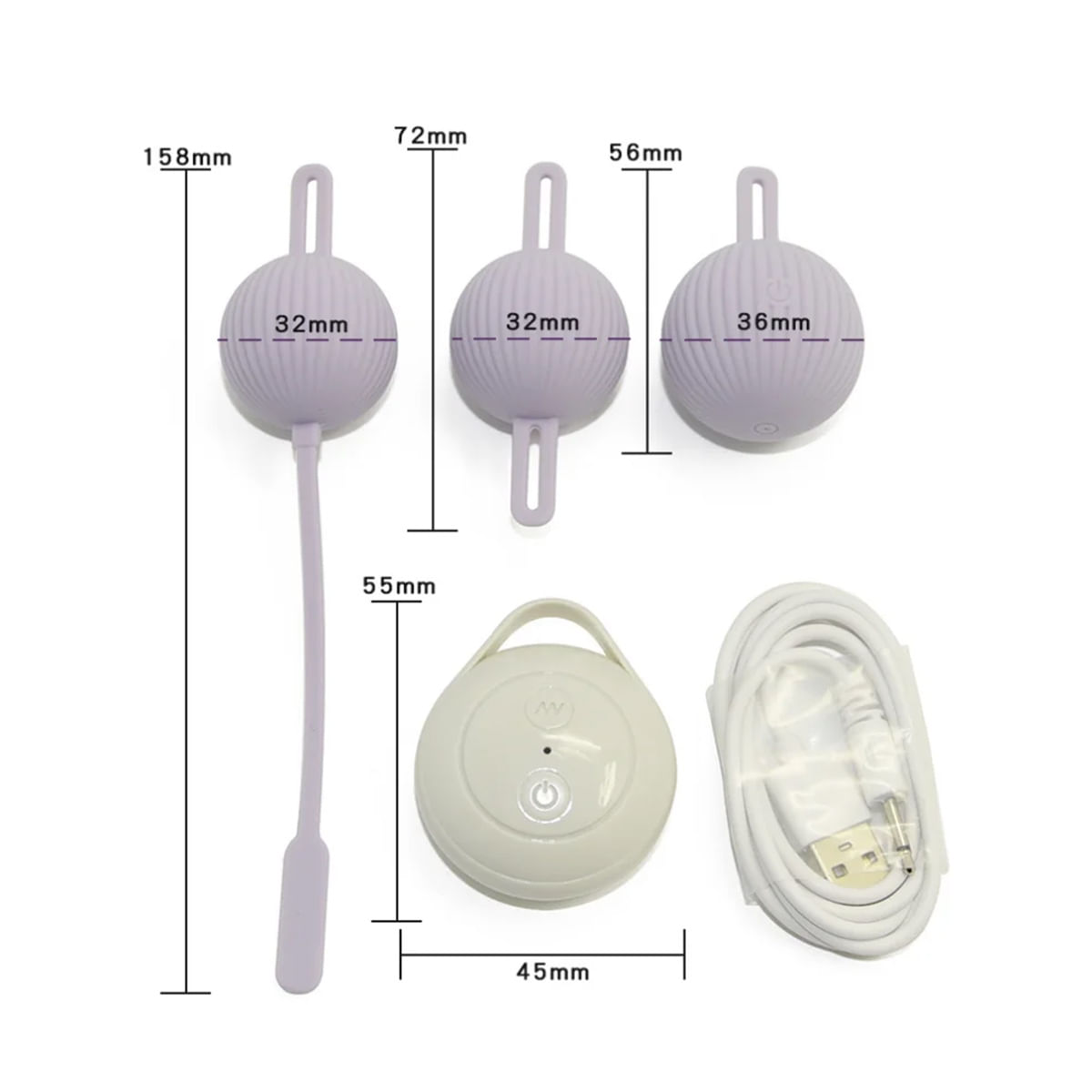 Kit Bolas de Pompoarismo com 3 Peças e 10 Modos de Vibração Me Ame Sex Toys