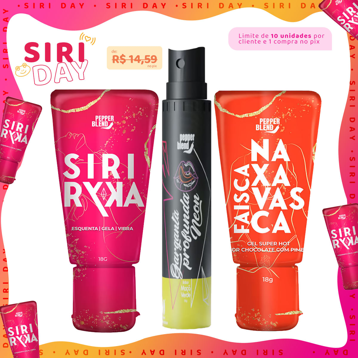 Kit Promocional com Siri Ryka, Garganta Profunda Neon e Faísca na Xavasca