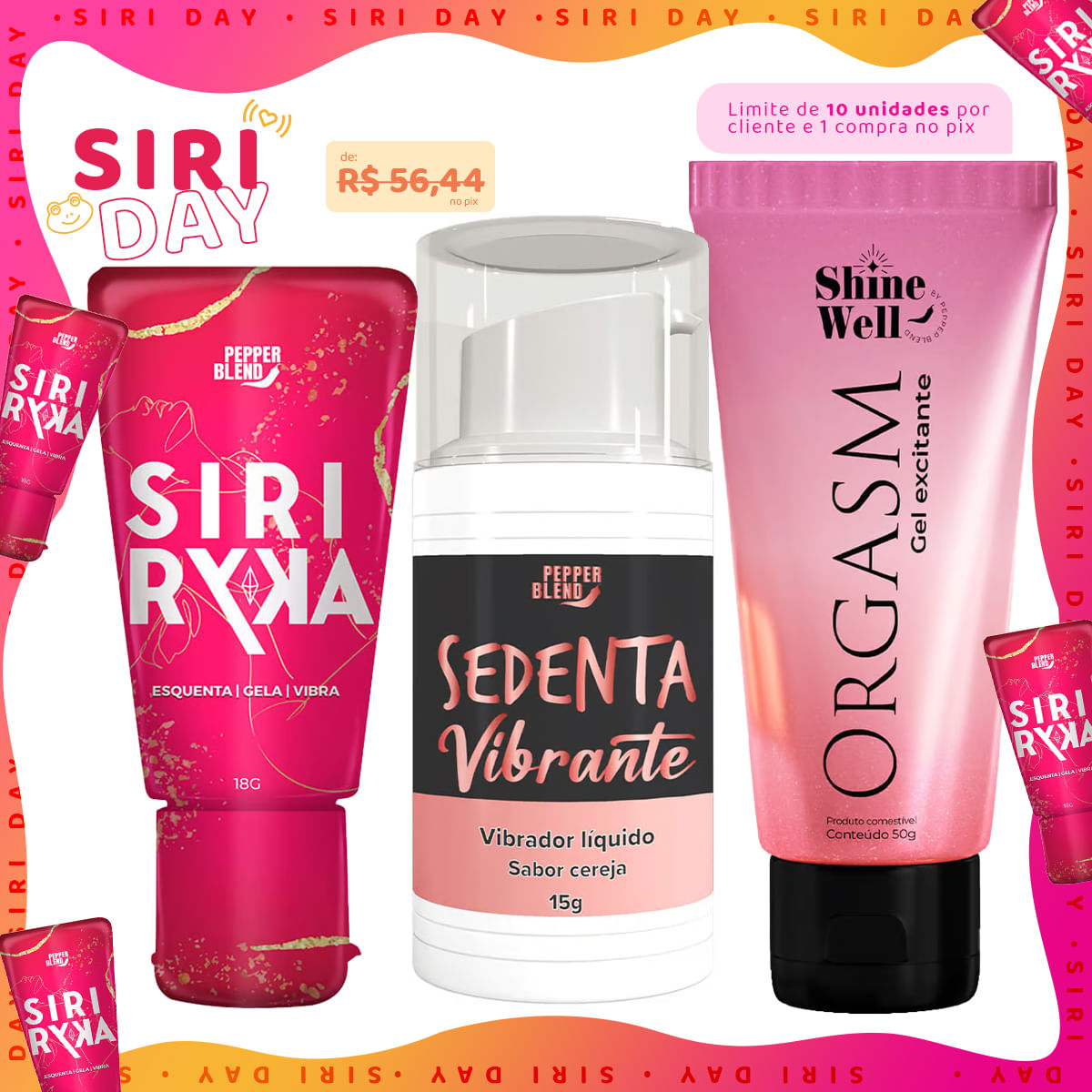 Kit Promocional com Siri Ryka, Orgasm e Sedenta Vibrante