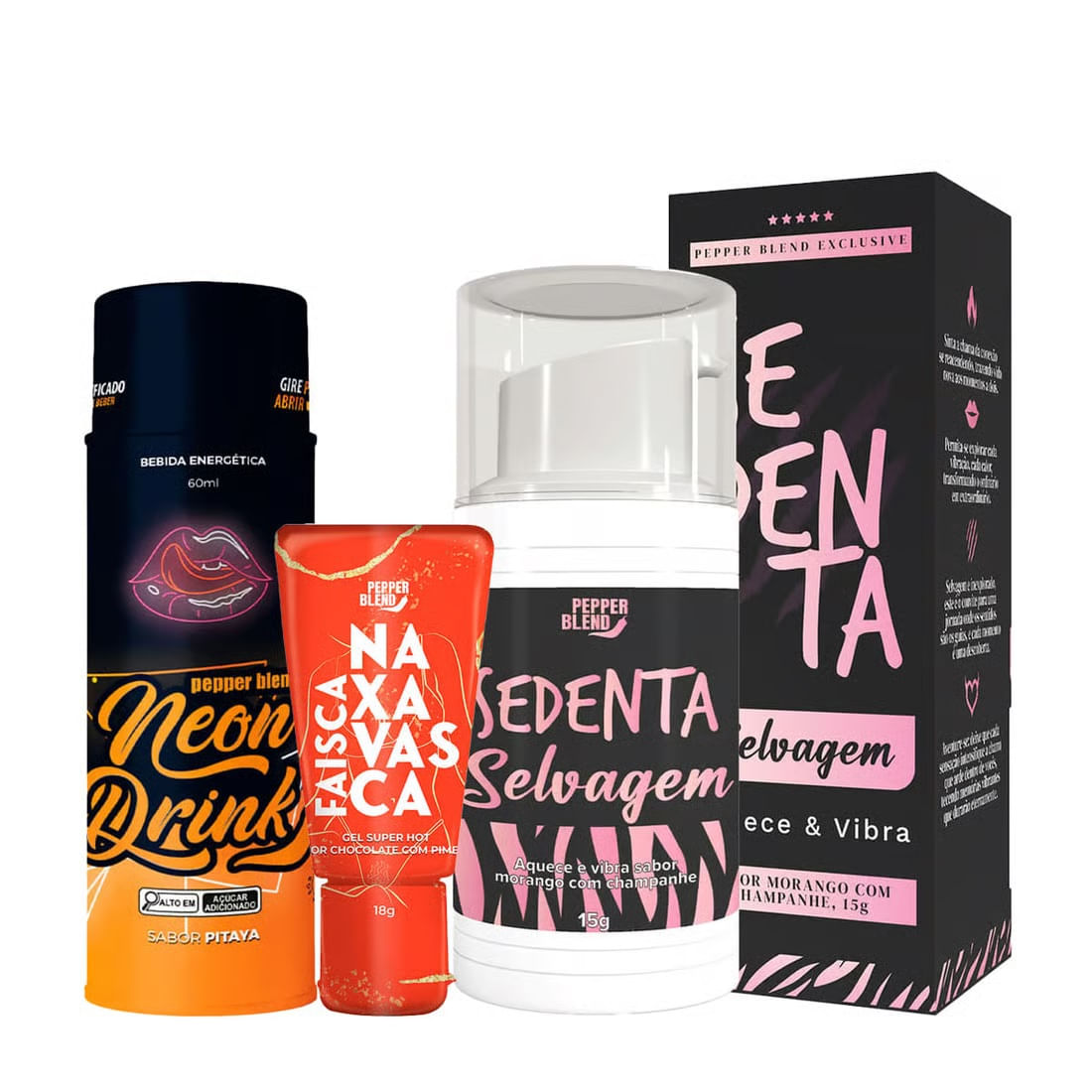 Kit Erótico com Neon Drink, Sedenta Selvagem e Faísca na Xavasca
