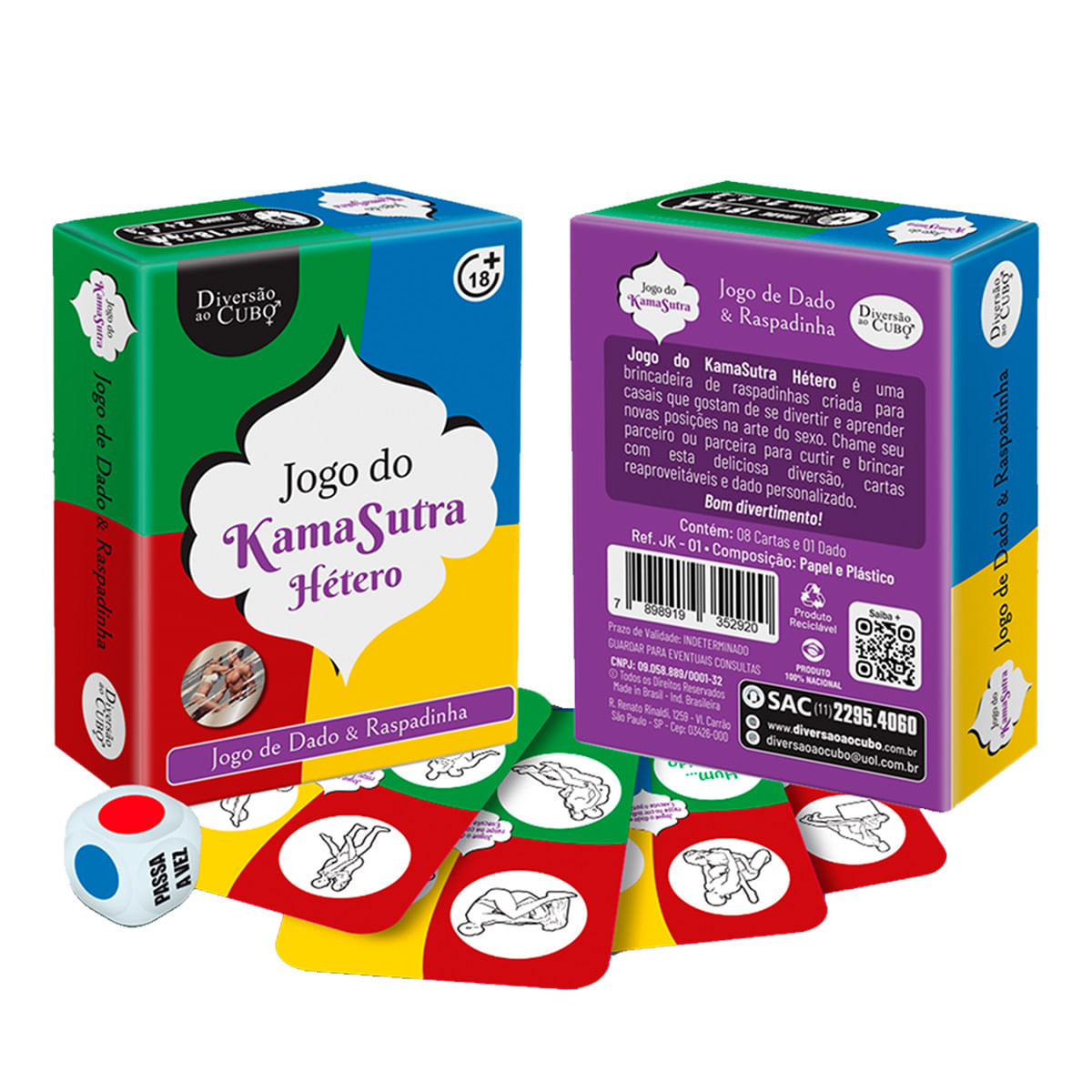 Jogo de Dado & Raspadinha Kama Sutra Hetero Reutilizável da Diversão em Cubo Jogo de Dado & Raspadinha Kama Sutra Hetero Reutilizável da Diversão em Cubo