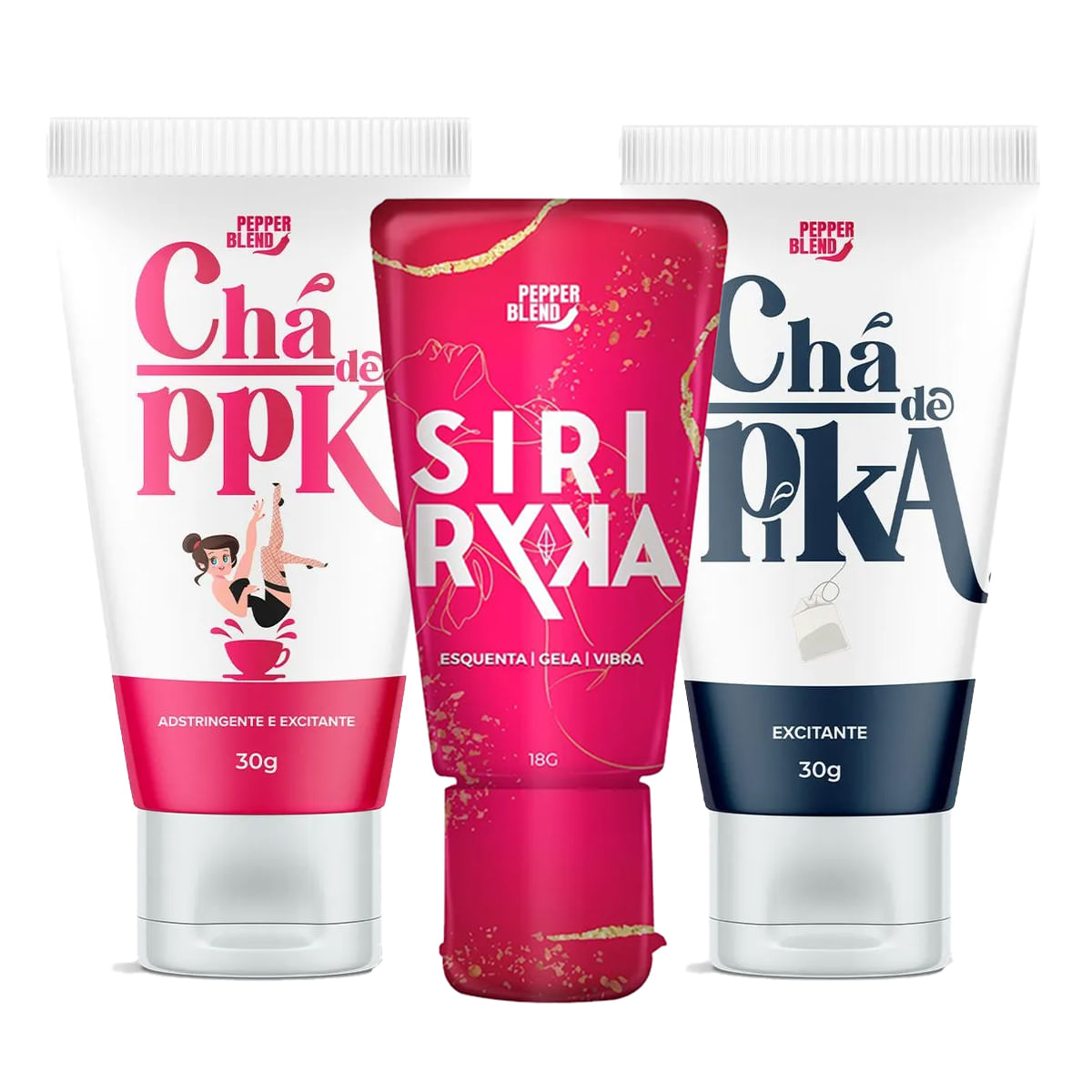 Kit Erótico com Chá de PPK, Chá de Pika e Siri Ryka Kit Erótico com Chá de PPK, Chá de Pika e Siri Ryka