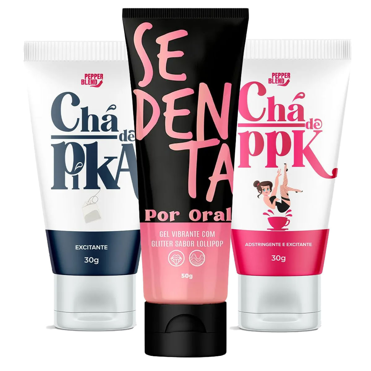 Kit Erótico com Chá de PPK, Chá de Pika e Sedenta Por Oral Lollipop Kit Erótico com Chá de PPK, Chá de Pika e Sedenta Por Oral Lollipop