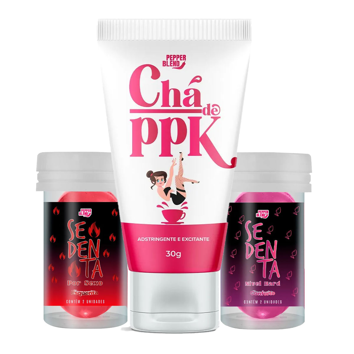 Kit Erótico com Chá de PPK, Pepper Ball Sedenta Por Sexo e Pepper Ball Nível Hard Kit Erótico com Chá de PPK, Pepper Ball Sedenta Por Sexo e Pepper Ball Nível Hard