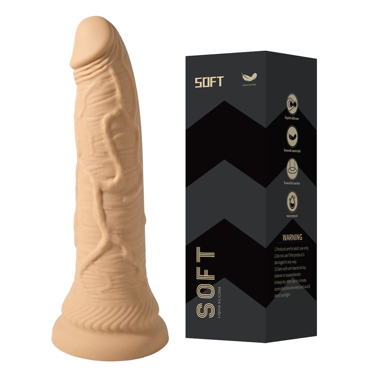 Pênis de Silicone Líquido com Veias Salientes e Ventosa  23x4cm Vip Mix