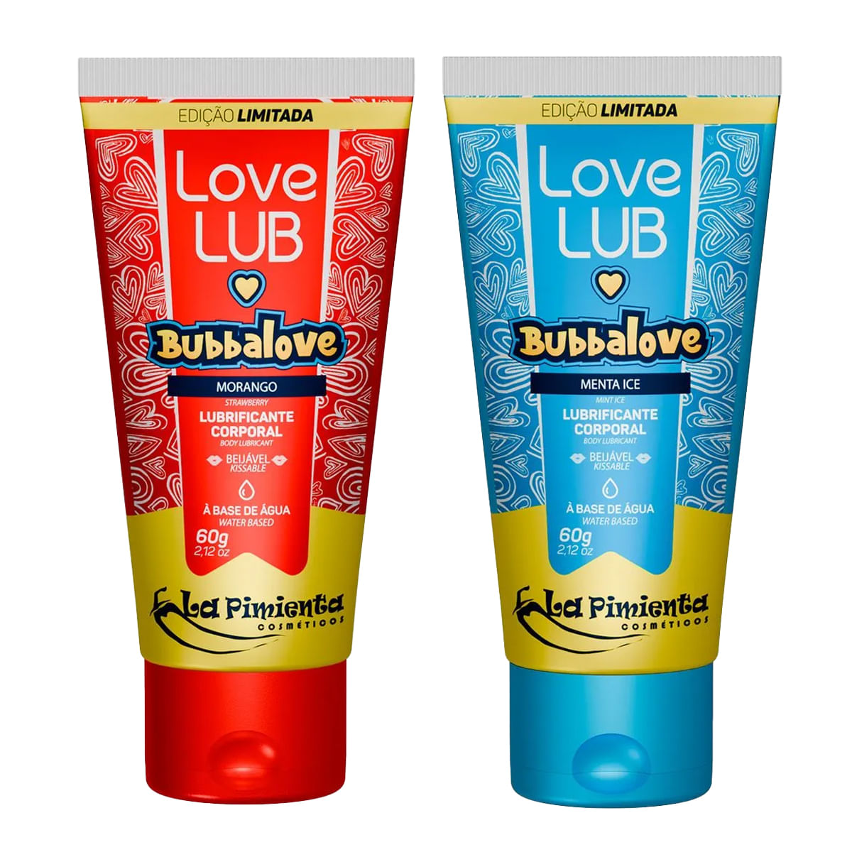Kit Promocional com Love Lub Bubbalove Morango e Menta Ice Kit Promocional com Love Lub Bubbalove Morango e Menta Ice