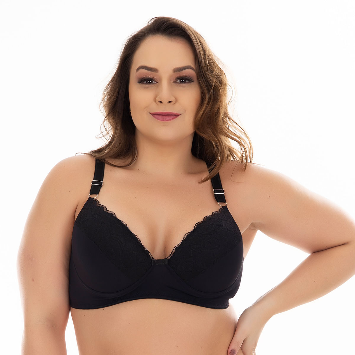 Sutiã Plus Size com Detalhes em Renda Reforçado Patitex