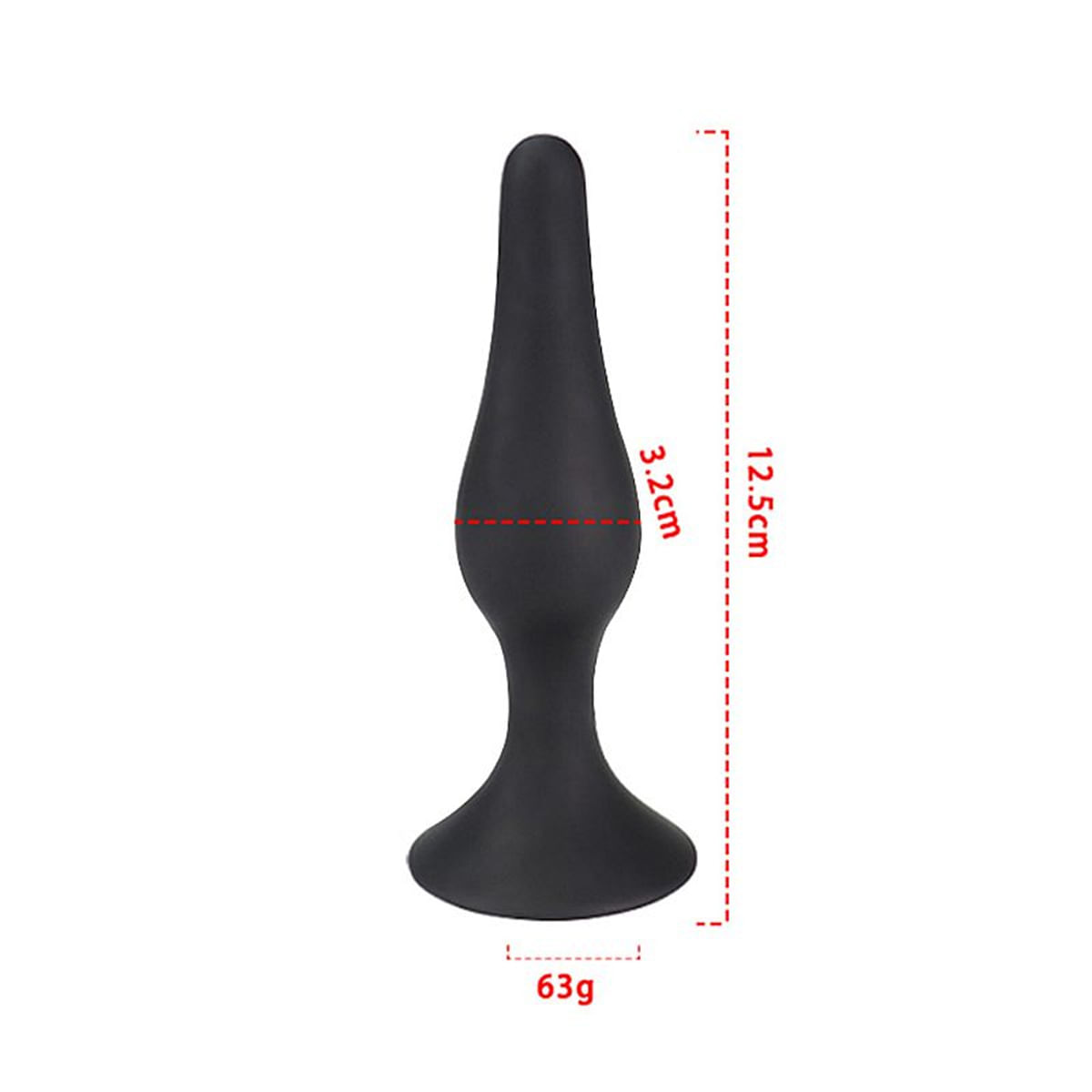 Plug Anal Cônico em Silicone com Ventosa 12.5x3.2 Sexy Import
