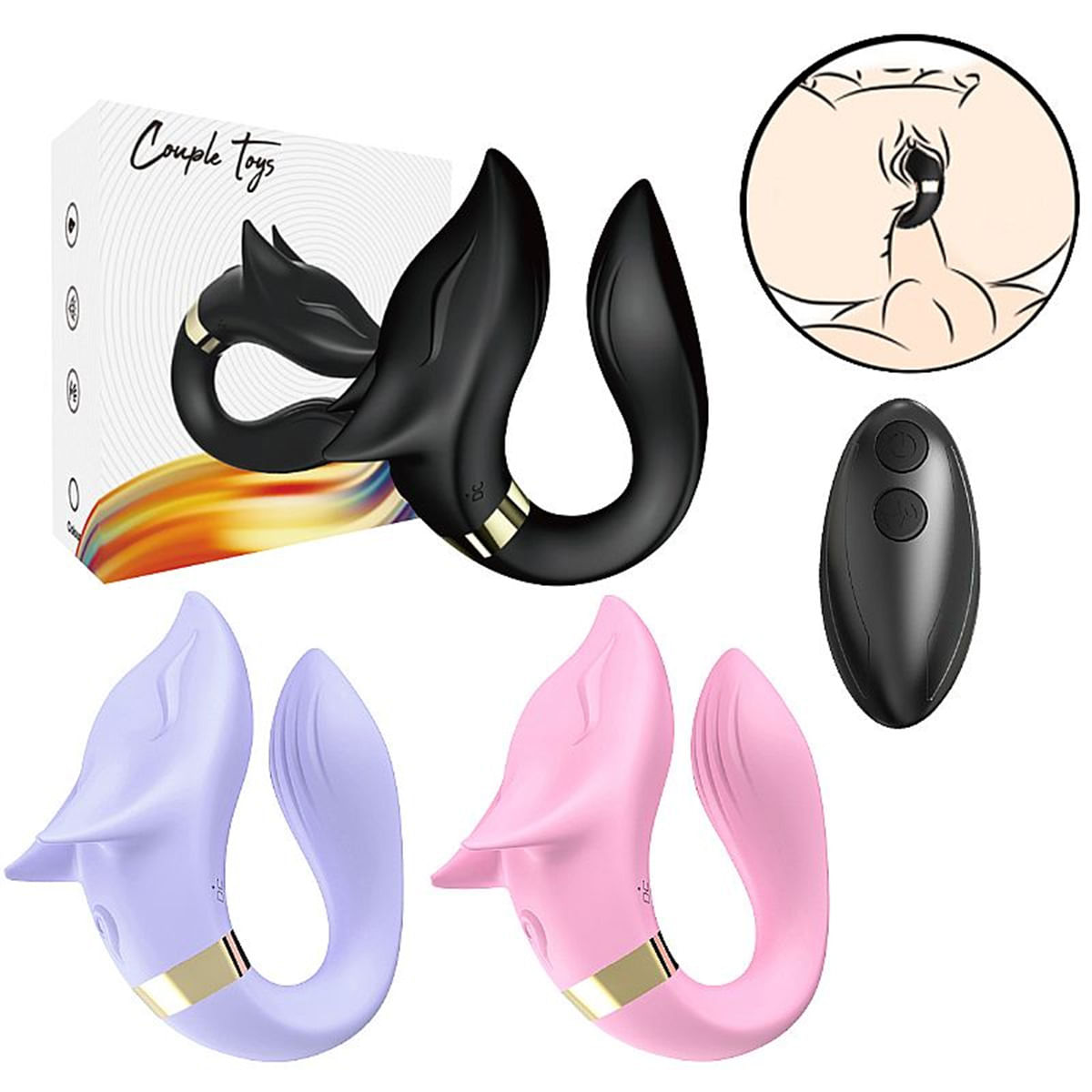 Vibrador de Casal Formato de Lobo com controle 9 Modos de Vibração Sexy Import