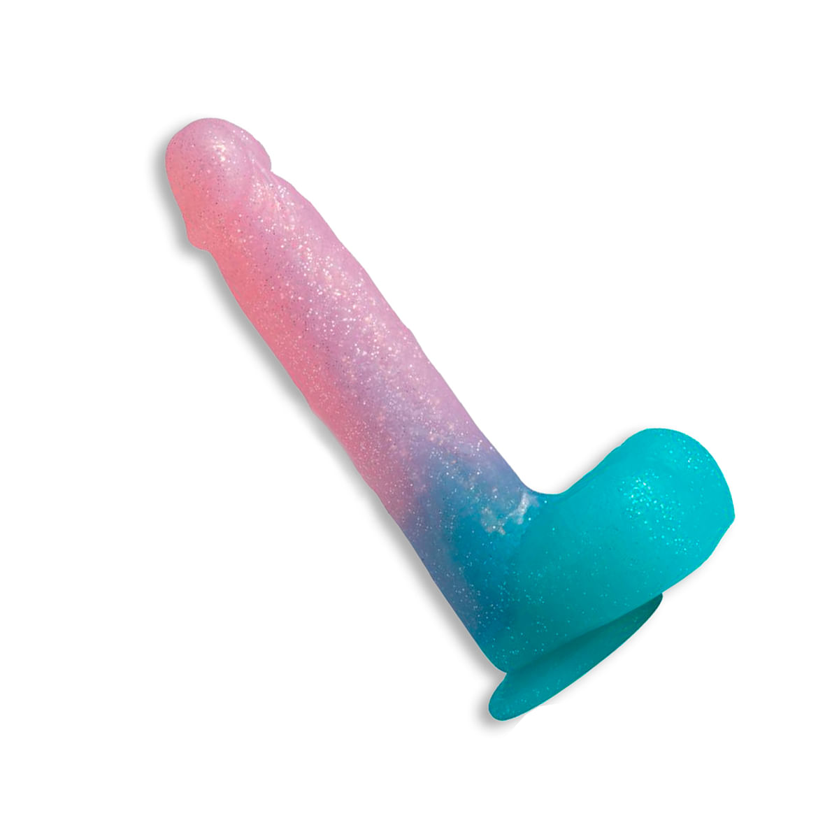 Prótese Realística com Glânde e Ventosa com Glitter Bicolor Libb