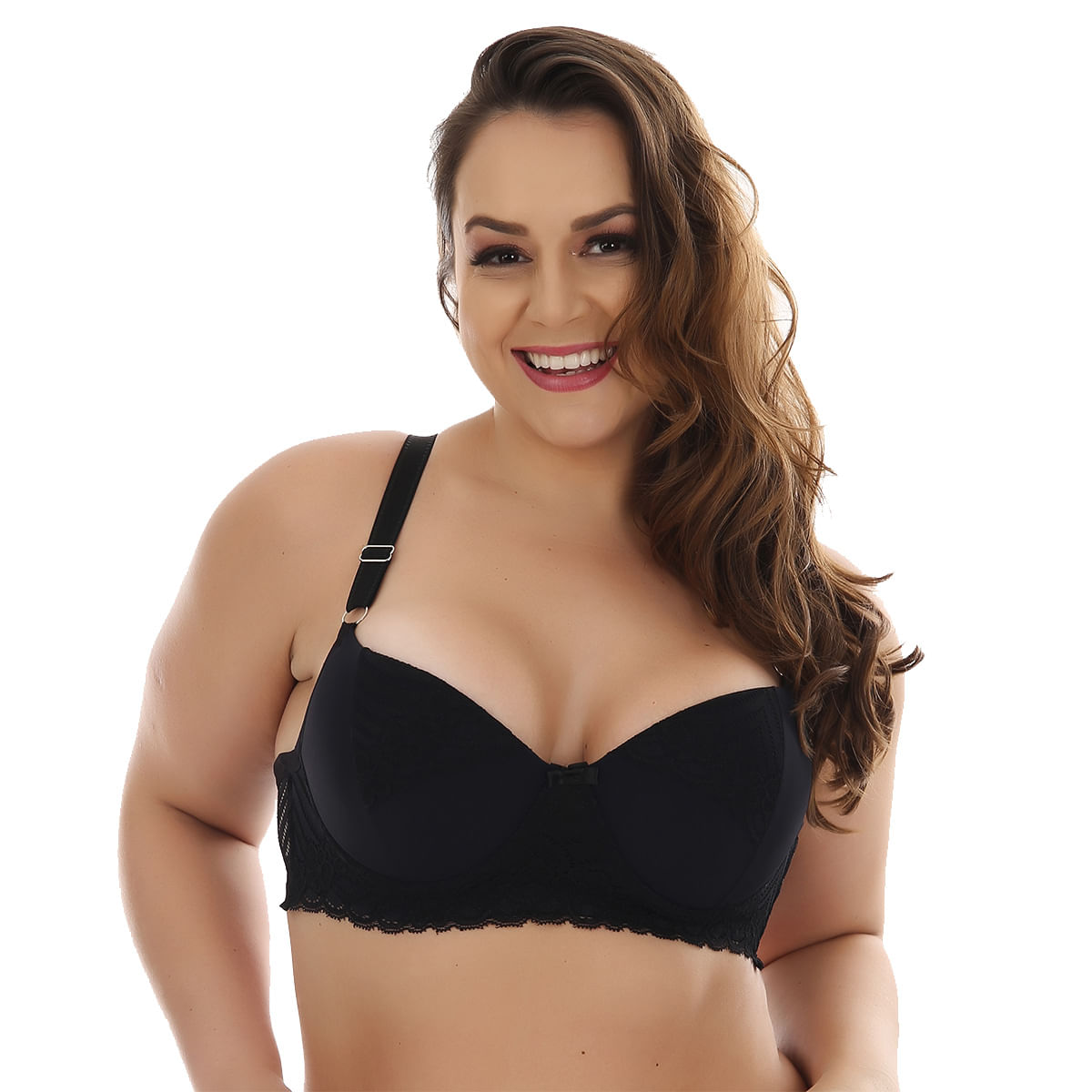Sutiã Rendado Plus Size Reforçado com Bojo e Lacinho Patitex Sutiã Rendado Plus Size Reforçado com Bojo e Lacinho Patitex