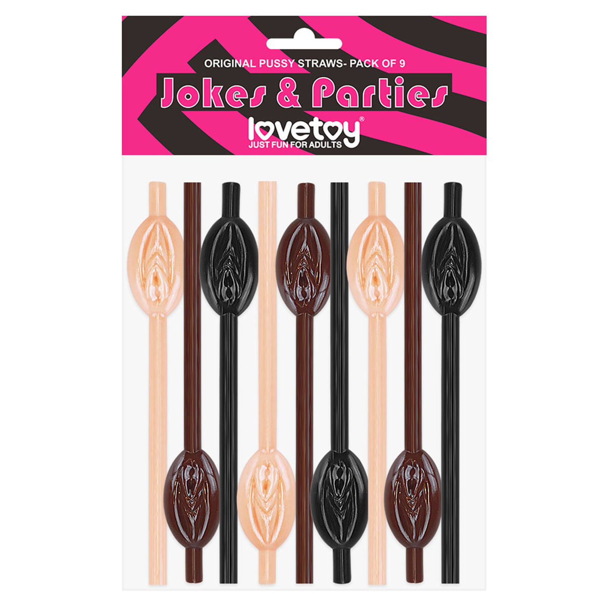 Lovetoy Kit com 9 Canudos Vagina Original Pussy Straws Bege, Marrom e Preto Vip Mix