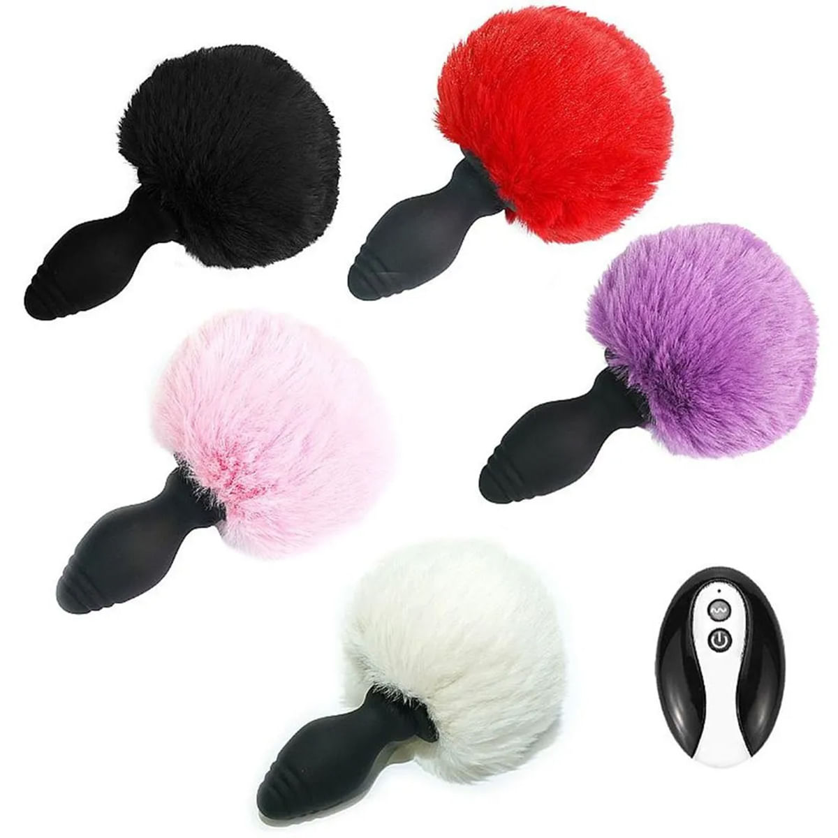 Plug Anal Pompom de Coelho com Vibrao e Controle Remoto Tamanho M Sexy Import Plug Anal Pompom de Coelho com Vibrao e Controle Remoto Tamanho M Sexy Import
