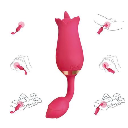 Vibrador Feminino Duplo com 10 Modos de Estimulação em Formato de Rosa Vip Mix