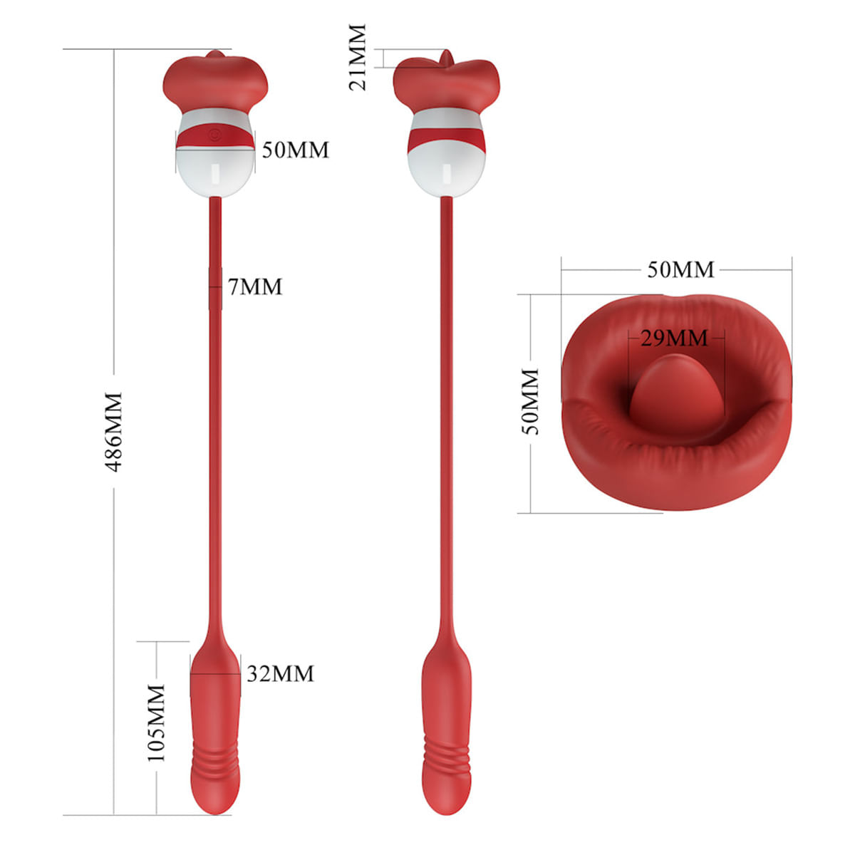 Pretty Love Ashlynn Vibrador Feminino Duplo com Língua e Bullet Vai e Vem e com 5 Modos de Vibração