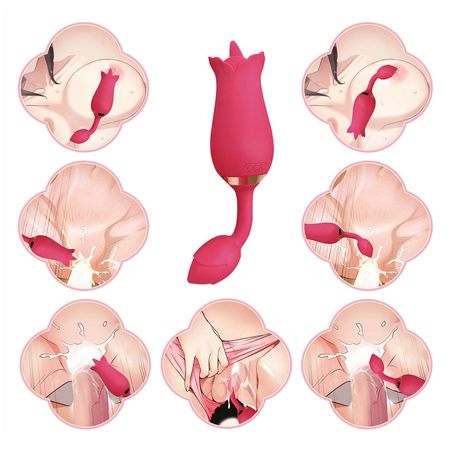 Vibrador Feminino Duplo com 10 Modos de Estimulação em Formato de Rosa Vip Mix