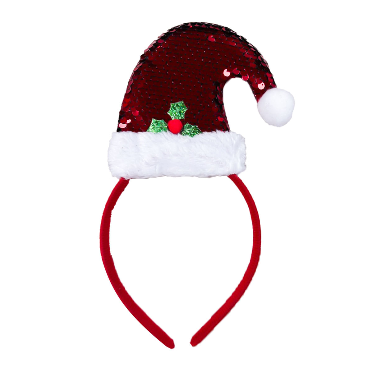 Tiara de Natal Gorro Noel com Lantejoulas 23cm PTD Festas