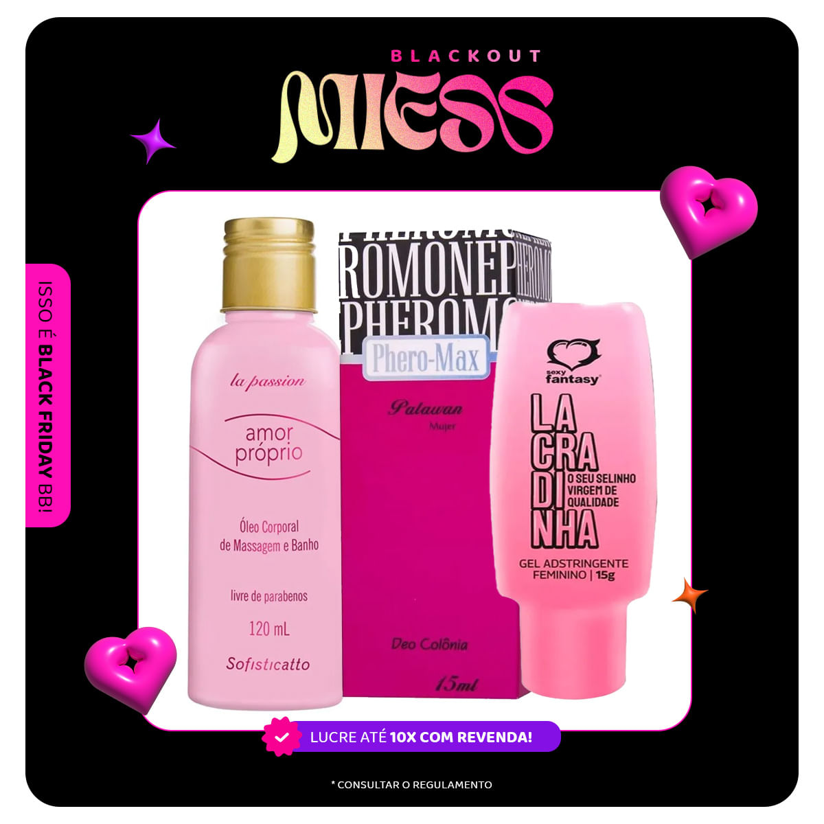 Kit Promocional com Oleo Amor Proprio Phero Max Palawan e Lacradinha - 1 Kit Por Cliente